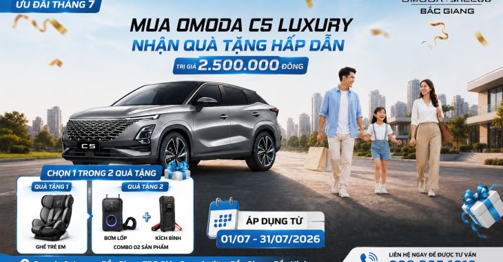 NHẬN NGAY QUÀ TẶNG TRỊ GIÁ 2,5 TRIỆU ĐỒNG KHI MUA OMODA C5 LUXURY TRONG THÁNG 7!